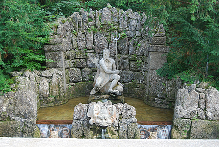 Salzburg, Austria, ogrody wodne Hellbrunn, Pałac, ogrody, posąg, Neptune