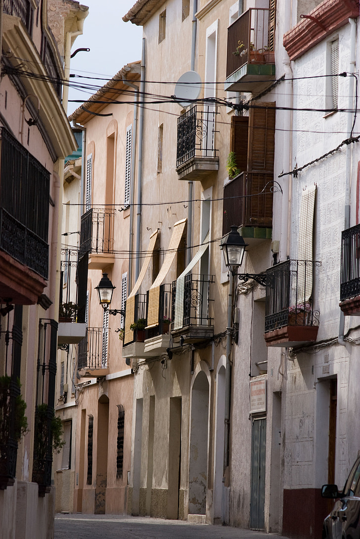 Spania, hus, Street, fasade, Europa, gamle, balcone