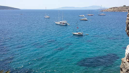 Bodrum, mar, Mediterrâneo, iates, azul, turquesa