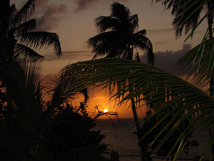 Carib, posta de sol, l'estiu, viatges, vacances, vacances, oceà