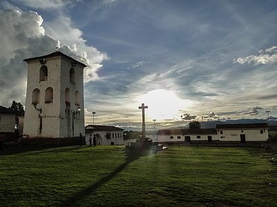Захід сонця, Церква, inkas, Перу, Фінал, купола хрест, небо