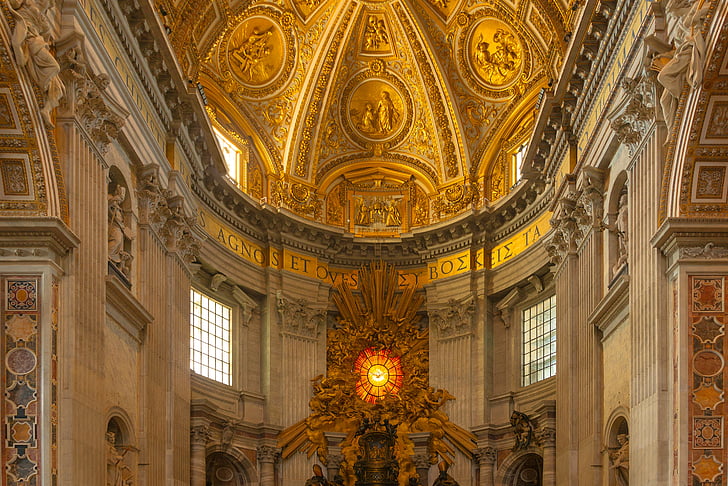 absid, Saint peter, Basilica, Vatikanen, målat glas, fönster, religiösa