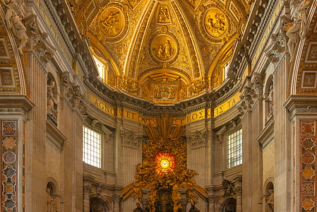 apszis, Szent Péter, bazilika, Vatikán, festett üveg, ablak, vallási