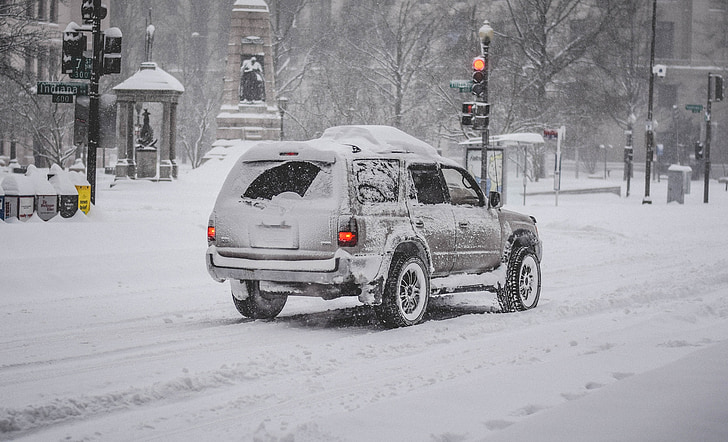 snowzilla, 2016. január, hóval vihar, autó, város, hó, Blizzard