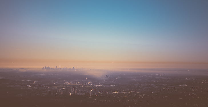Australie, capital, ville, brouillard, Haze, Panorama, panoramique