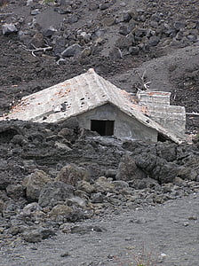 връх Етна, лава, потопени къща