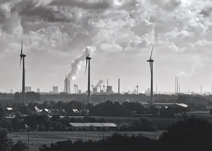 industry, ruhr area, smoke, exhaust gases, environment, pollution, work
