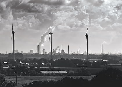 indústria, área de Ruhr, fumaça, gases de escape, meio ambiente, poluição, trabalho