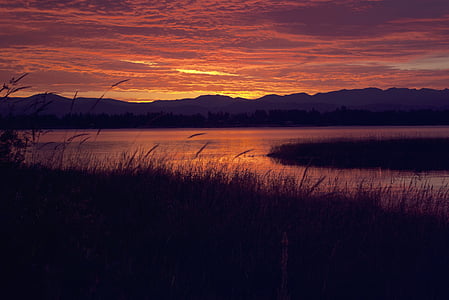 Idaho, air, Danau, matahari terbit, indah, Sungai, alam