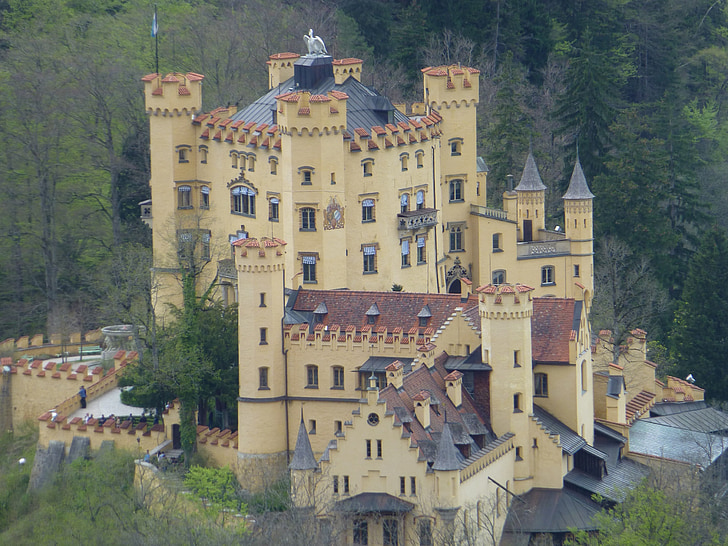 Neuschwanstein, Castle, Bayern, barok, nittende århundrede, romansk revival, Palace
