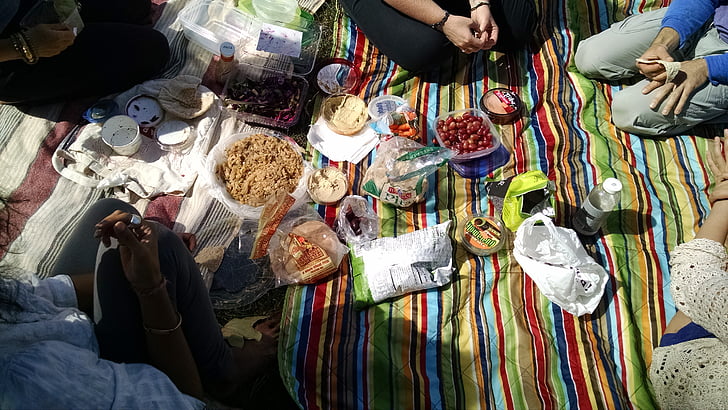 пікнік, літо, на відкритому повітрі, парк, весело, разом, їжі