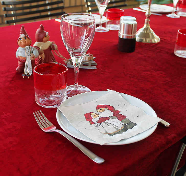 mesa de Navidad, tabla, Navidad, sobres, servilletas, decorar, casi