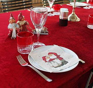 mesa de Navidad, tabla, Navidad, sobres, servilletas, decorar, casi