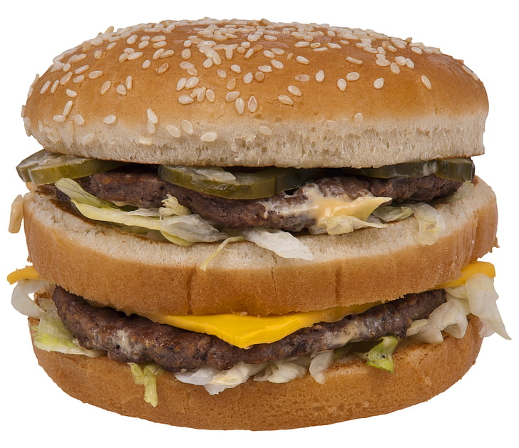 Hamburger, Burger, kiirtoit, ebatervislik, süüa, lõunasöök, liha