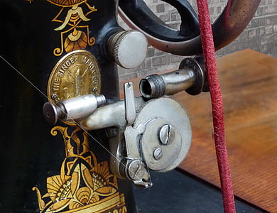 šijací stroj, starožitné paličkované navijak, 1890, spevák, vibračné doprava na, spodnej cievky, cievka