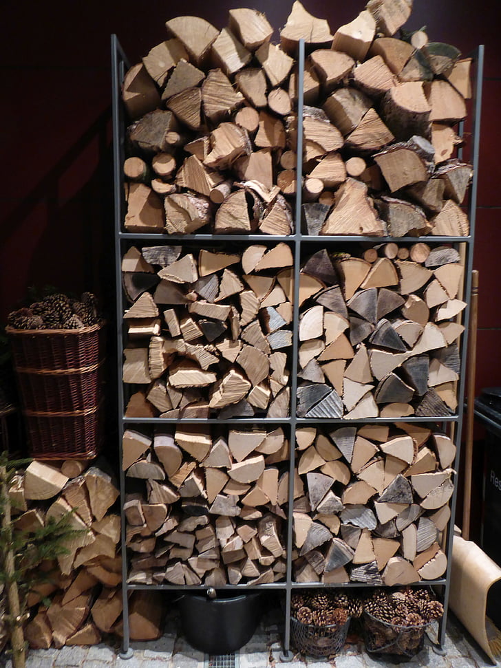 legna da ardere, Holzstapel, tronchi d'albero, Registro, accatastati, calore, caminetto