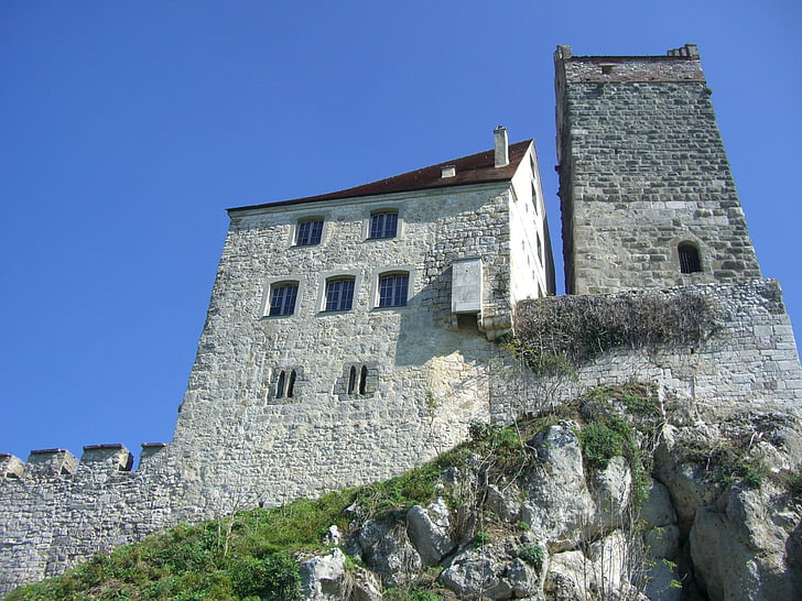 Castell, katzenstein, Castell de Hohenstaufen, härtsfeld, Baden württemberg, Torre gris, turó calb