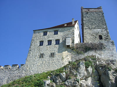 Kasteel, Katzenstein, Kasteel van Hohenstaufen, härtsfeld, Baden württemberg, grijs toren, kale heuvel
