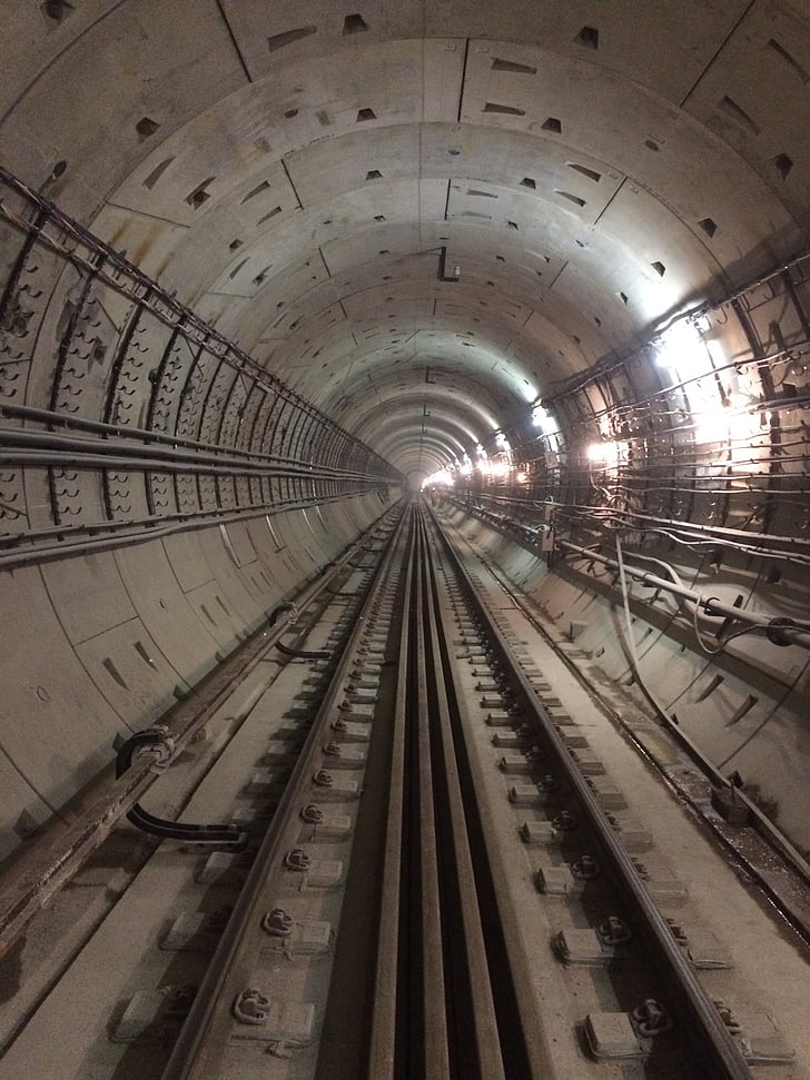 Tunnelbana, tunnel, järnväg, Rails, rundhult, konstruktion