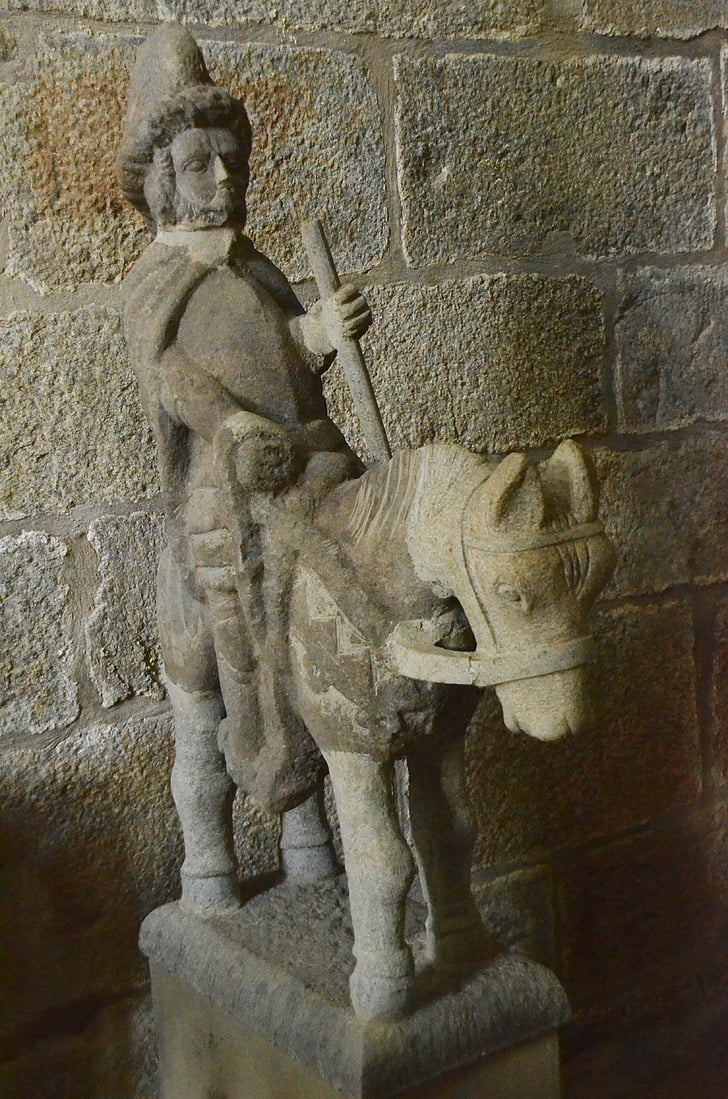 pilt, Statue, kivi, hobune, Rider, kirik, Usk