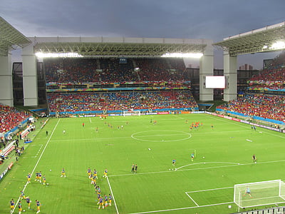 Stadium, världen, fotbolls-VM, 2014, Brasilien, konkurrens, natt