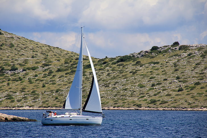 πανί, πλοίο, ιστιοπλοϊκό σκάφος, ιστιοπλοϊκό σκάφος, μπλε, στη θάλασσα, Κροατία
