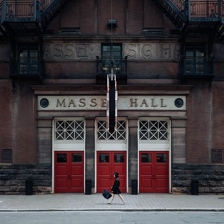 Massey hall, Konserthuset, Toronto, Kanada, ingång, dörrar, hus