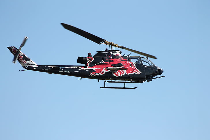 helikopter, rotor, menet közben, légi közlekedés, rotor lapátok, a Red bull, Red bull