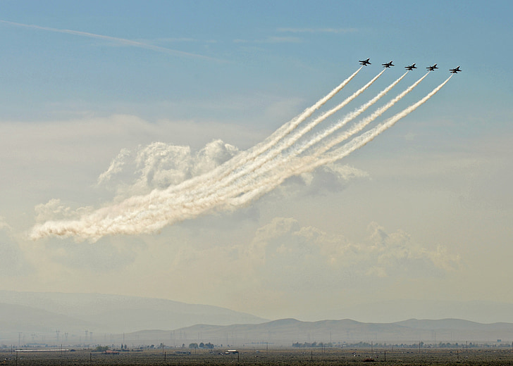flyshow, Thunderbirds, formasjon, militære, fly, jetfly, f-16