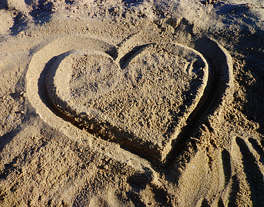 inima, dragoste, nisip, îndrăgostit, iubitul