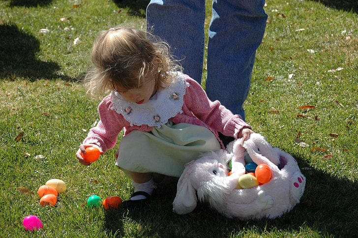 easter eggs, search, child, girl, find, young, infant