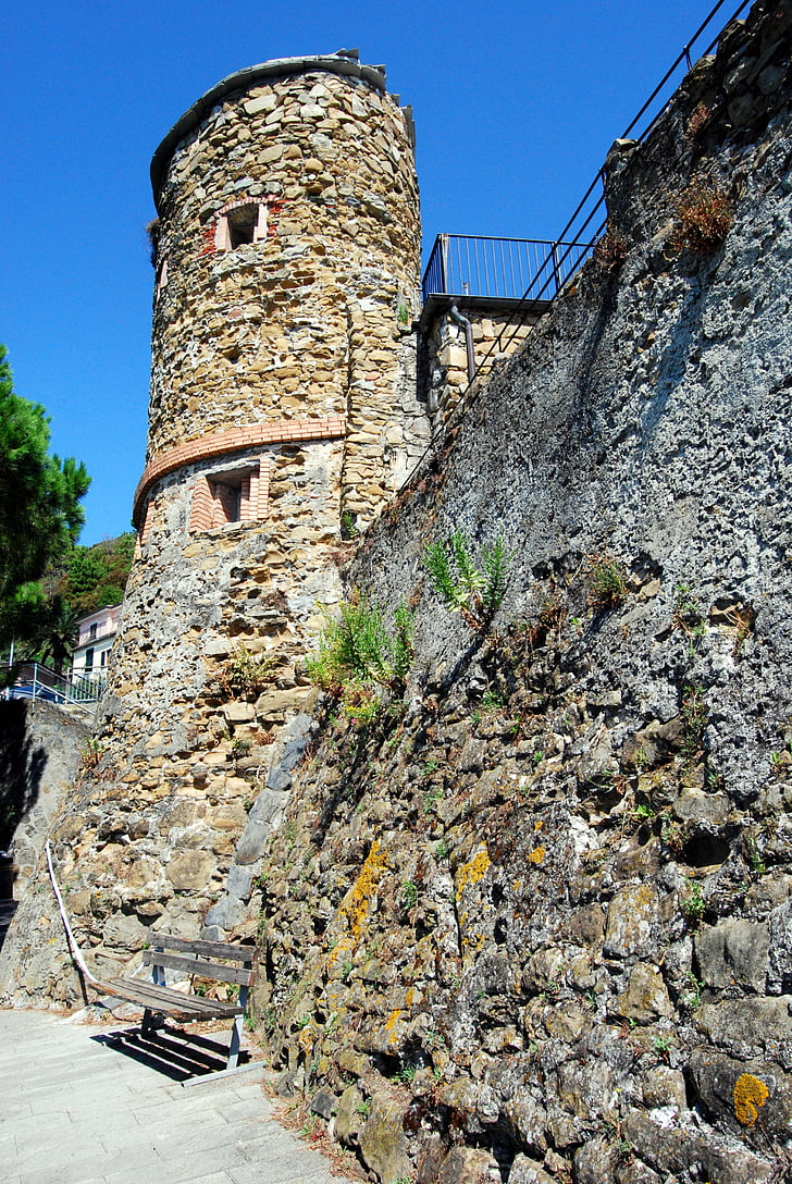 Torre, medieval, Riomaggiore, Cinque terre, piedra, Castillo