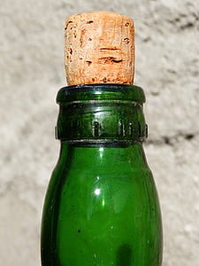 botol, Cork, leher botol, kaca hijau