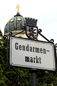 Gendarmenmarkt, Berlino, Cattedrale di Parigi, cupola, costruzione, Germania, segno di via