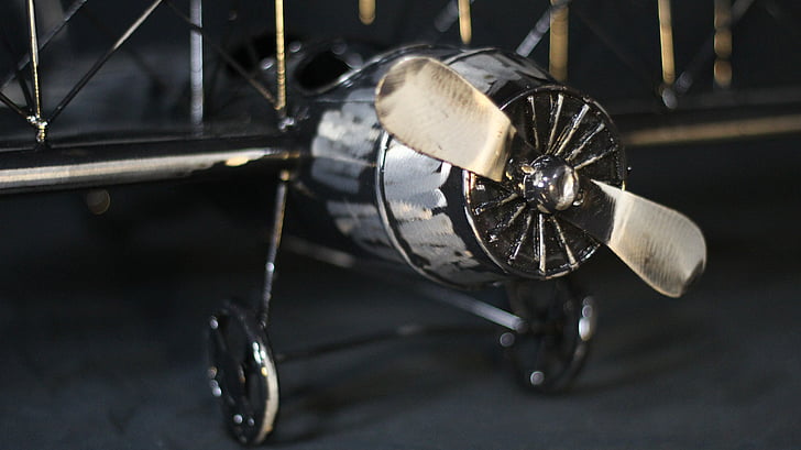 biplan, flyvemaskine, model, legetøj, retro, gamle, flyve