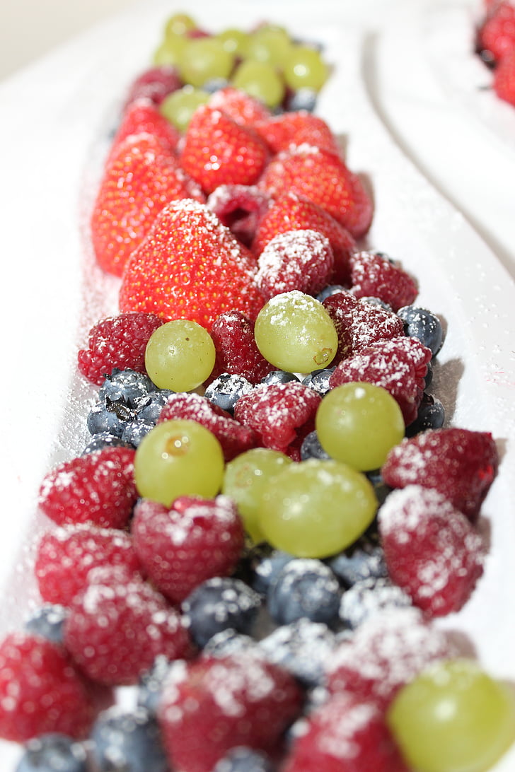 grapes, strawberries, raspberries, blueberries, fruits, fruit, food