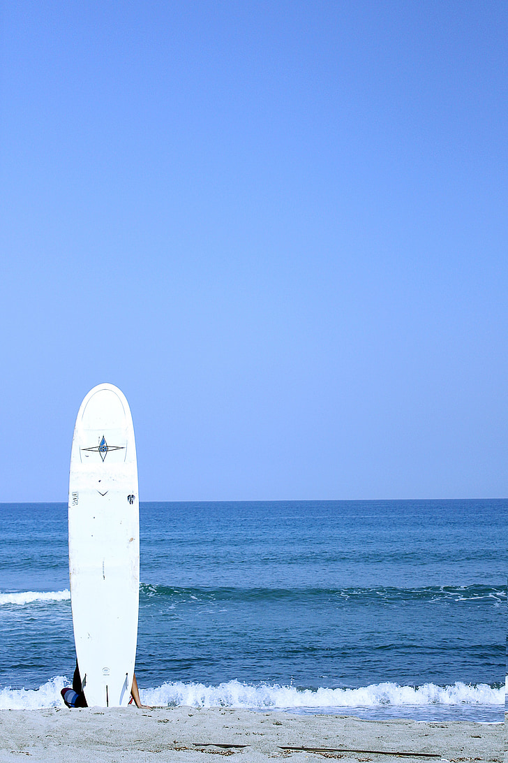 surf, praia, céu, azul, prancha de surf, vida