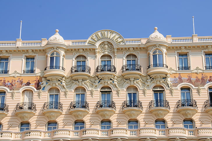 arkitektur, fasad, byggnad, Hotel, Monaco, Hermitage