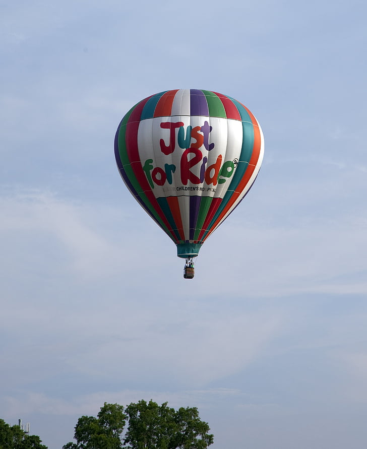 balão, ar quente, a subir, céu, colorido, voo, evento