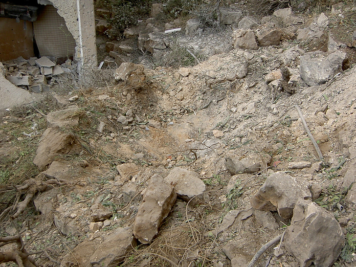 Israel, Libanon, kriget, 2006, bomb kratern