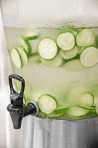 voda, okurka, zelená, zdravé, nápoj, sklo, čerstvé