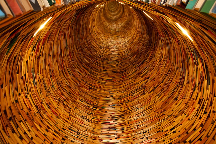 books, library, knowledge, tunnel, many, circle, education