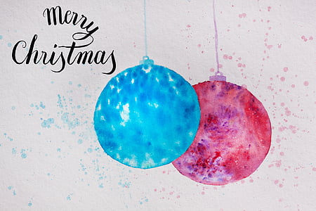 Weihnachten, Karte, Kugel, Christmas ornament, Türkis, Rosa, violett
