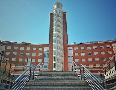 ziekenhuis, trap, het platform, gebouw, toren, ingebouwde structuur, buitenkant van het gebouw