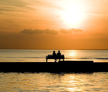 bench, couple, romantic, love, people, lifestyle, happy