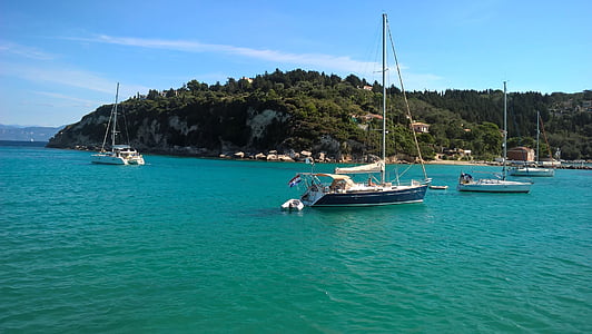 agua, Corfú, vacaciones, Grecia, mar, embarcación náutica, naturaleza