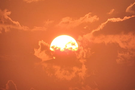 soluppgång, moln, Hazy, dimmigt, morgenstimmung, solen, Cloud - sky