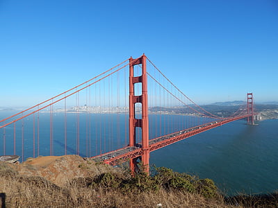 puente, oro, puerta, San, Francisco, California, Bahía