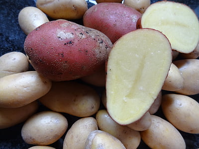aardappelen, voedsel, koolhydraten, groenten, rauwe aardappelen, rood-gevilde aardappelen