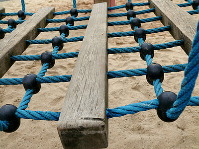 playground, rope, bridge, balance, game device, climbing net, children's playground